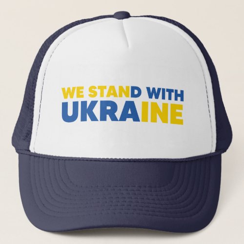 We Stand With Ukraine Flag Colors Yellow Blue Trucker Hat