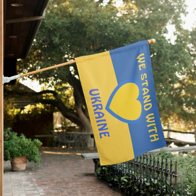 We Stand with Ukraine | Show Support  House Flag (In SItu)