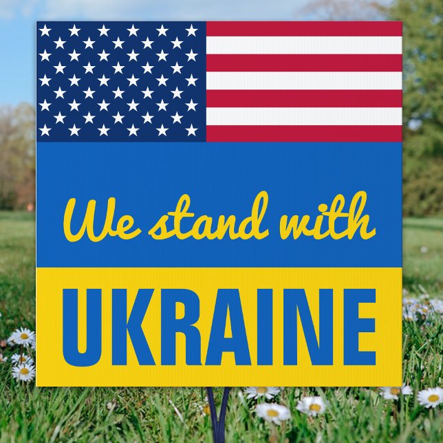 We Stand With Ukraine USA American Flag Yard Sign (Creator Uploaded)