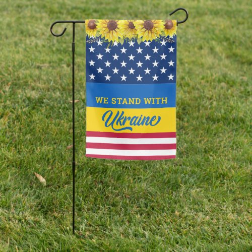 We Stand With Ukraine USA American Solidarity Garden Flag