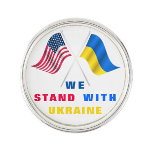 We Stand With Ukraine - USA Flag - Ukrainian Flag Lapel Pin