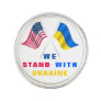 We Stand With Ukraine - USA Flag - Ukrainian Flag Lapel Pin
