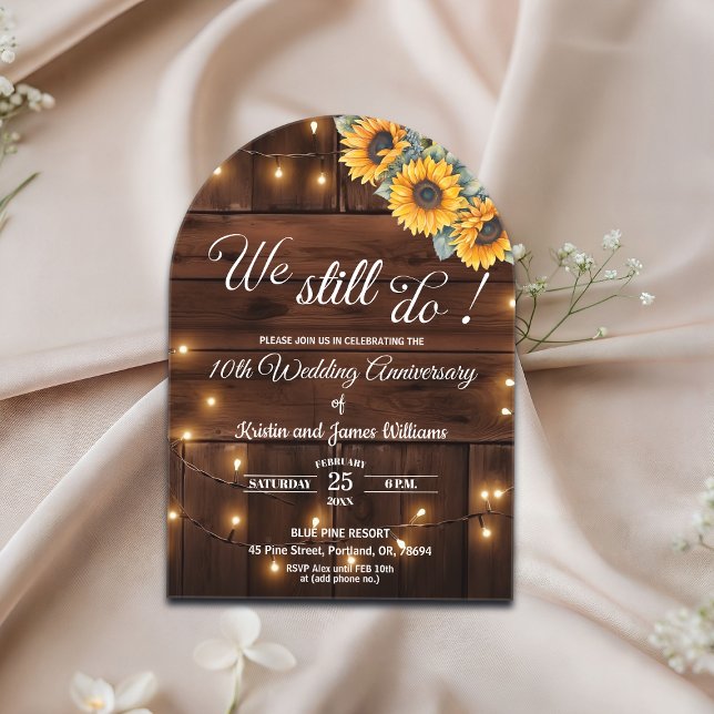 We Still Do 10th Wedding Anniversary String Lights Acrylic Invitations (Creator Uploaded)