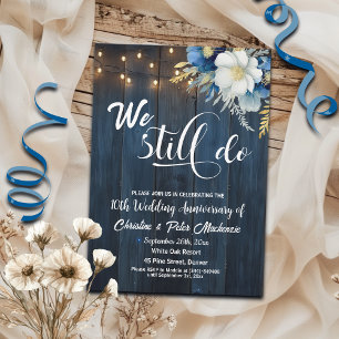 We Still Do 10th Wedding Anniversary String Lights Invitation