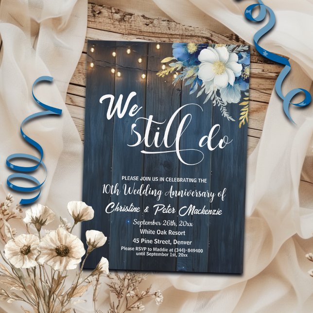 We Still Do 10th Wedding Anniversary String Lights Invitation (Creator Uploaded)