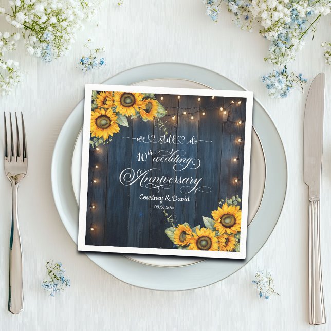 We Still Do 10th Wedding Anniversary String Lights Napkins (Creator Uploaded)