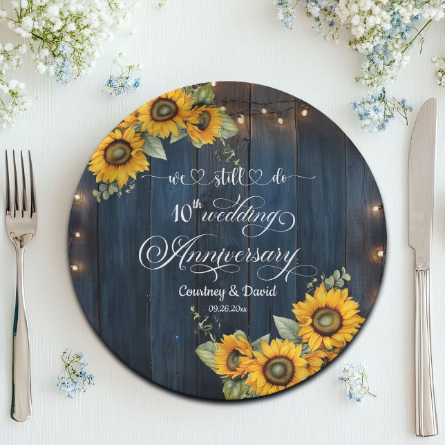 We Still Do 10th Wedding Anniversary String Lights Paper Plates (Creator Uploaded)