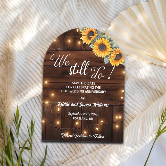 We Still Do 15th Wedding Anniversary String Lights Acrylic Invitations (Creator Uploaded)