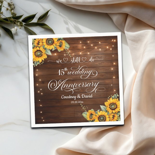 We Still Do 15th Wedding Anniversary String Lights Napkins (Creator Uploaded)
