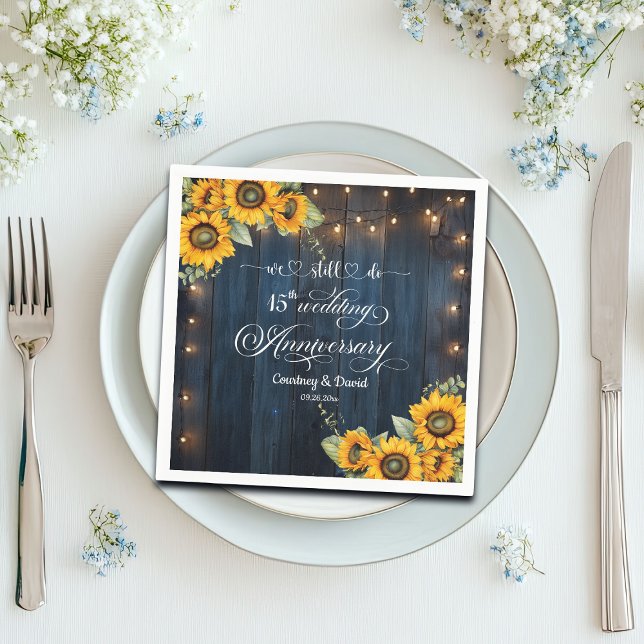 We Still Do 15th Wedding Anniversary String Lights Napkins (Creator Uploaded)
