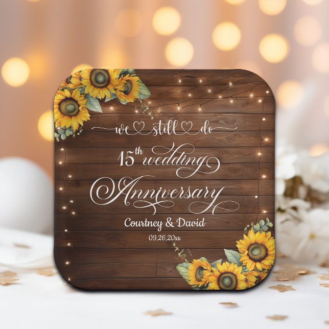 We Still Do 15th Wedding Anniversary String Lights Paper Plates (Creator Uploaded)