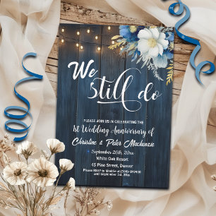 We Still Do 1st Wedding Anniversary String Lights Invitation