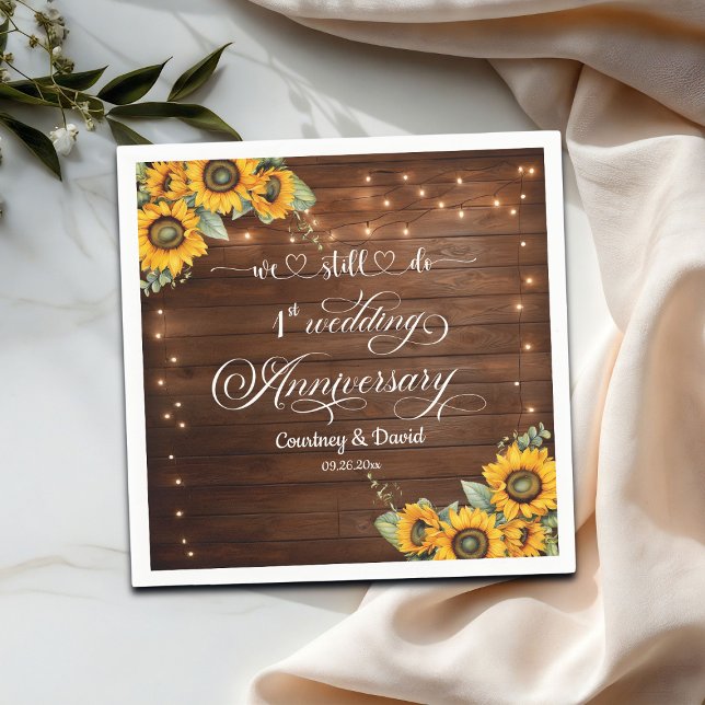 We Still Do 1st Wedding Anniversary String Lights Napkins (Creator Uploaded)