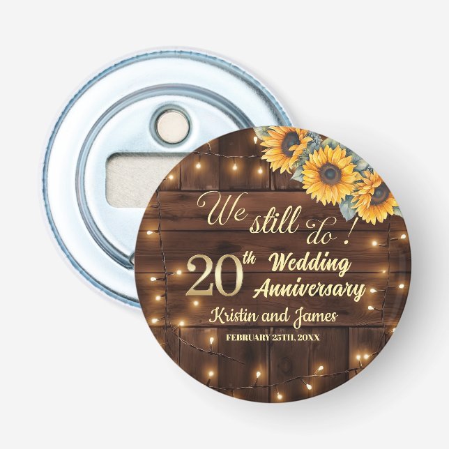 We Still Do 20th Wedding Anniversary String Lights Bottle Opener (Front)