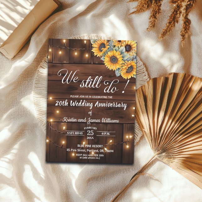 We Still Do 20th Wedding Anniversary String Lights Invitation (Creator Uploaded)