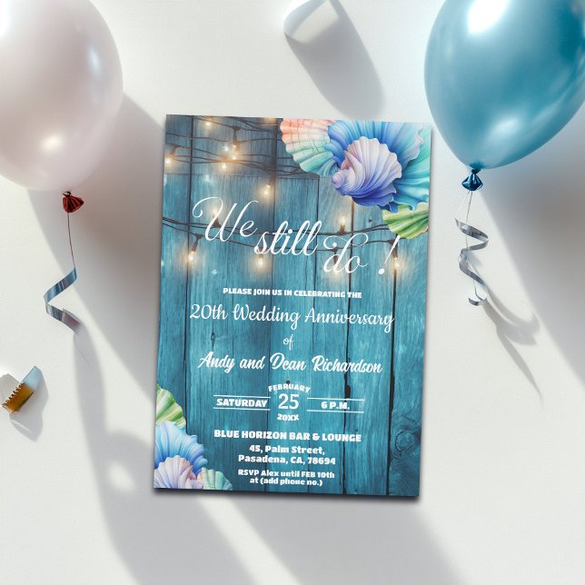We Still Do 20th Wedding Anniversary String Lights Invitation (Creator Uploaded)