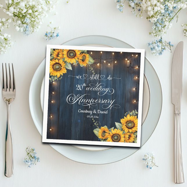 We Still Do 20th Wedding Anniversary String Lights Napkins (Creator Uploaded)