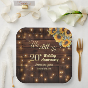 We Still Do 20th Wedding Anniversary String Lights Paper Plates