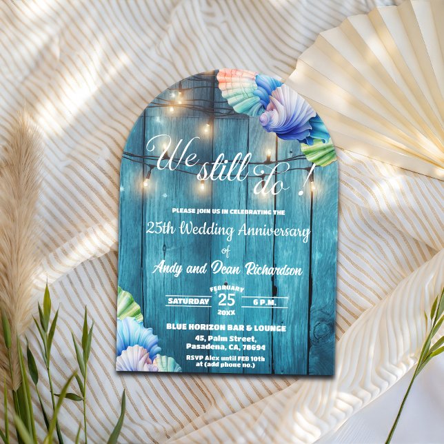 We Still Do 25th Wedding Anniversary String Lights Acrylic Invitations (Creator Uploaded)