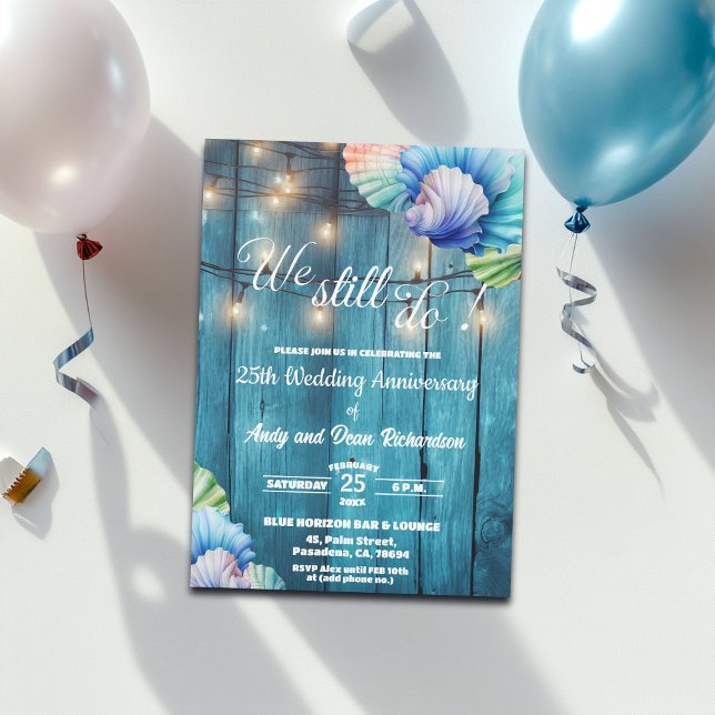 We Still Do 25th Wedding Anniversary String Lights Invitation (Creator Uploaded)