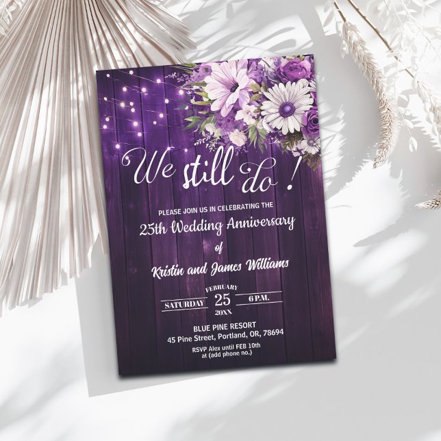 We Still Do 25th Wedding Anniversary String Lights Invitation (Creator Uploaded)