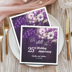 We Still Do 25th Wedding Anniversary String Lights Napkins