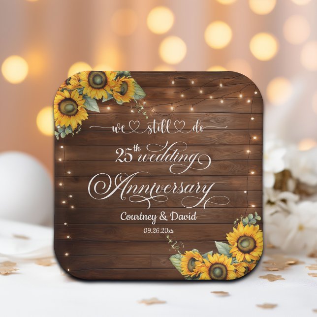 We Still Do 25th Wedding Anniversary String Lights Paper Plates (Creator Uploaded)