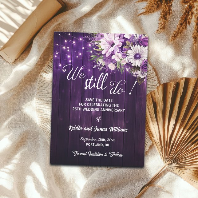 We Still Do 25th Wedding Anniversary String Lights Save The Date (Creator Uploaded)