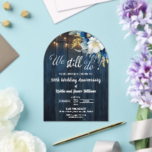 We Still Do 30th Wedding Anniversary String Lights Acrylic Invitations