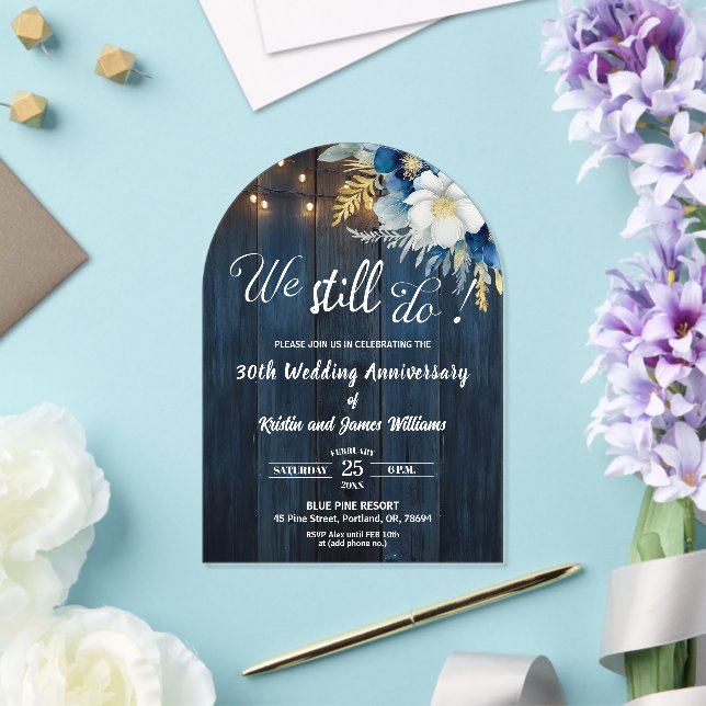 We Still Do 30th Wedding Anniversary String Lights Acrylic Invitations (Insitu (Wedding))