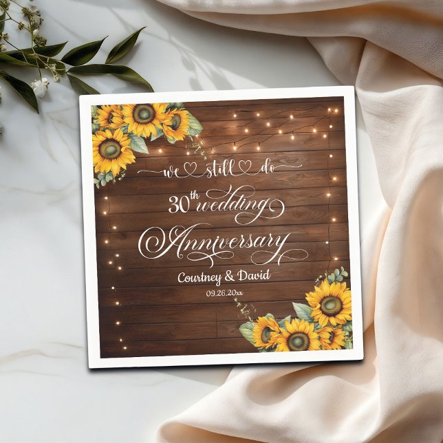 We Still Do 30th Wedding Anniversary String Lights Napkins (Creator Uploaded)