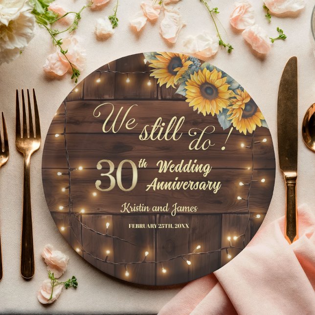 We Still Do 30th Wedding Anniversary String Lights Paper Plates (Creator Uploaded)