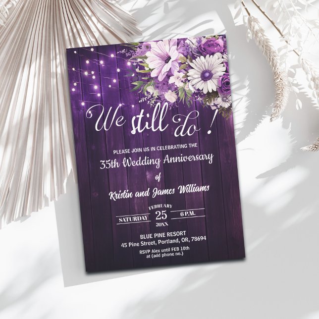 We Still Do 35th Wedding Anniversary String Lights Invitation (Creator Uploaded)
