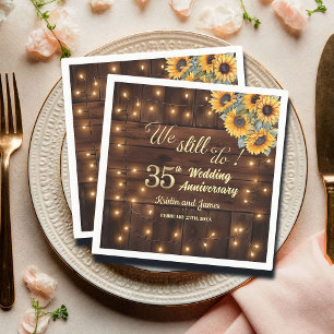 We Still Do 35th Wedding Anniversary String Lights Napkins