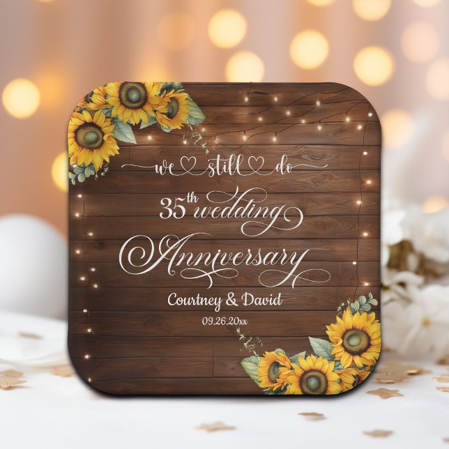 We Still Do 35th Wedding Anniversary String Lights Paper Plates (Creator Uploaded)