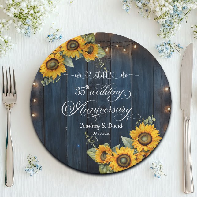 We Still Do 35th Wedding Anniversary String Lights Paper Plates (Creator Uploaded)