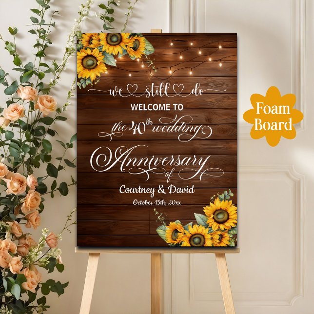 We Still Do 40th Wedding Anniversary String Lights Foam Board (Creator Uploaded)