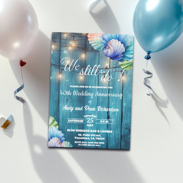 We Still Do 40th Wedding Anniversary String Lights Invitation (Creator Uploaded)