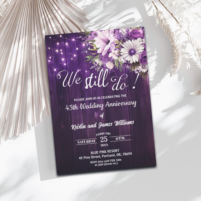 We Still Do 45th Wedding Anniversary String Lights Invitation (Creator Uploaded)