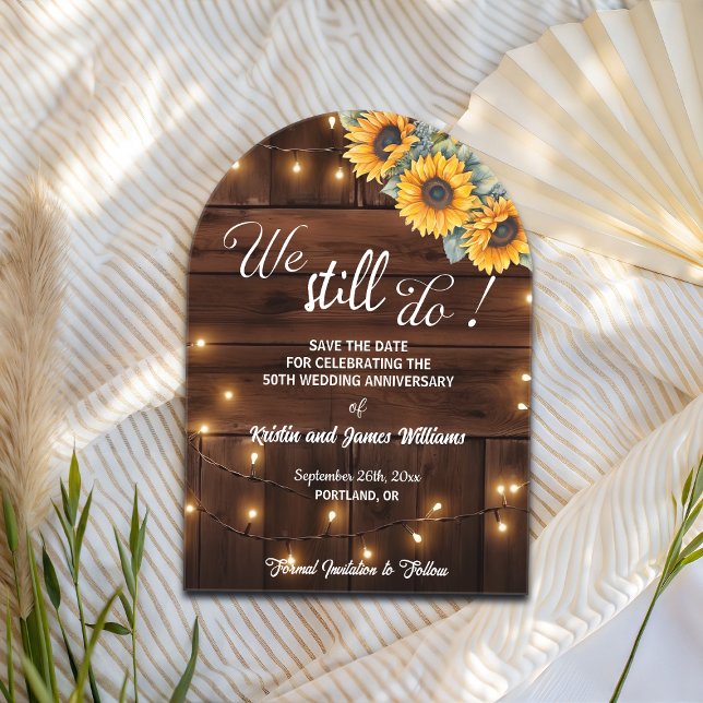 We Still Do 50th Wedding Anniversary String Lights Acrylic Invitations (Creator Uploaded)