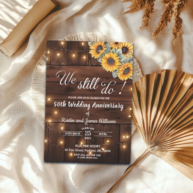 We Still Do 50th Wedding Anniversary String Lights Invitation (Creator Uploaded)