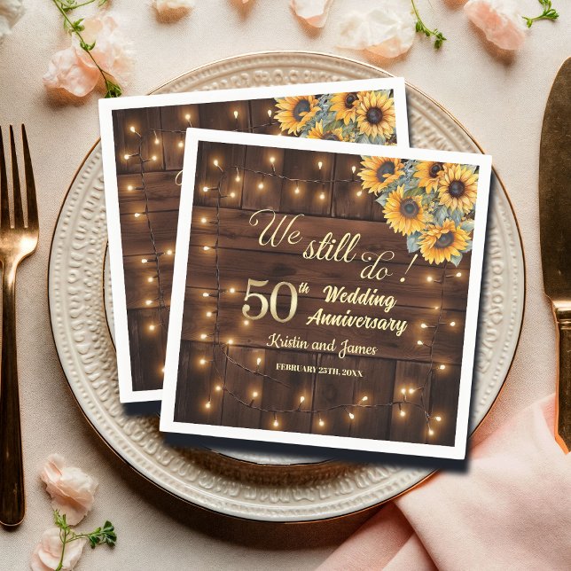 We Still Do 50th Wedding Anniversary String Lights Napkins (Creator Uploaded)