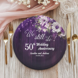 We Still Do 50th Wedding Anniversary String Lights Paper Plates