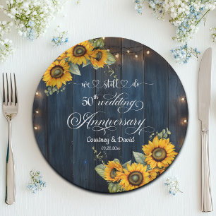 We Still Do 50th Wedding Anniversary String Lights Paper Plates