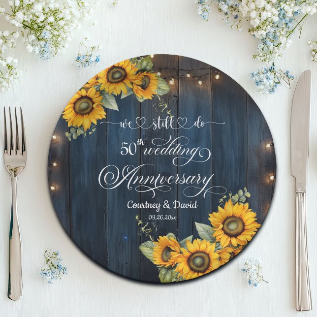 We Still Do 50th Wedding Anniversary String Lights Paper Plates (Creator Uploaded)