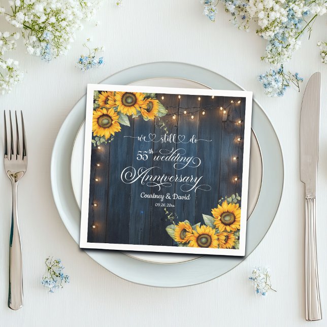 We Still Do 55th Wedding Anniversary String Lights Napkins (Creator Uploaded)
