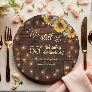 We Still Do 55th Wedding Anniversary String Lights Paper Plates