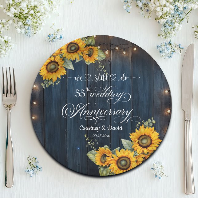 We Still Do 55th Wedding Anniversary String Lights Paper Plates (Creator Uploaded)