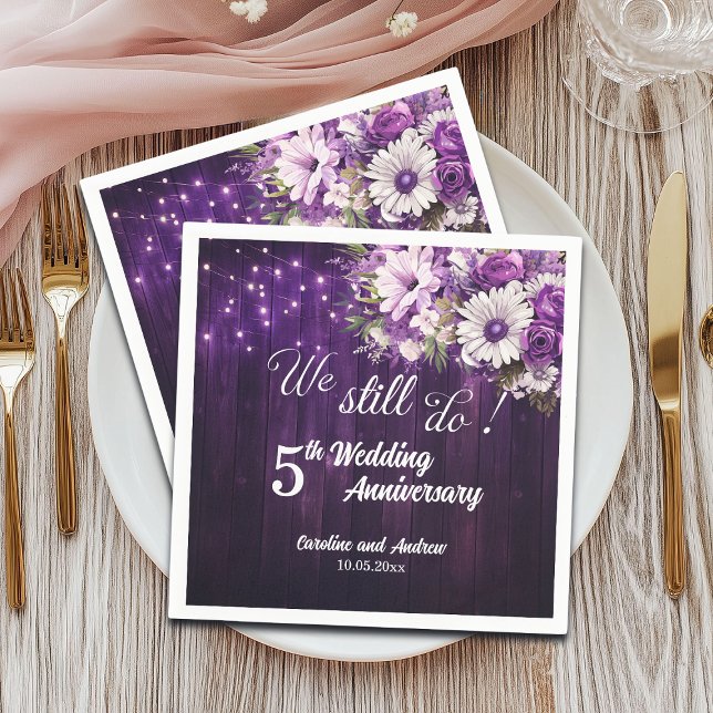 We Still Do 5th Wedding Anniversary String Lights Napkins (Creator Uploaded)