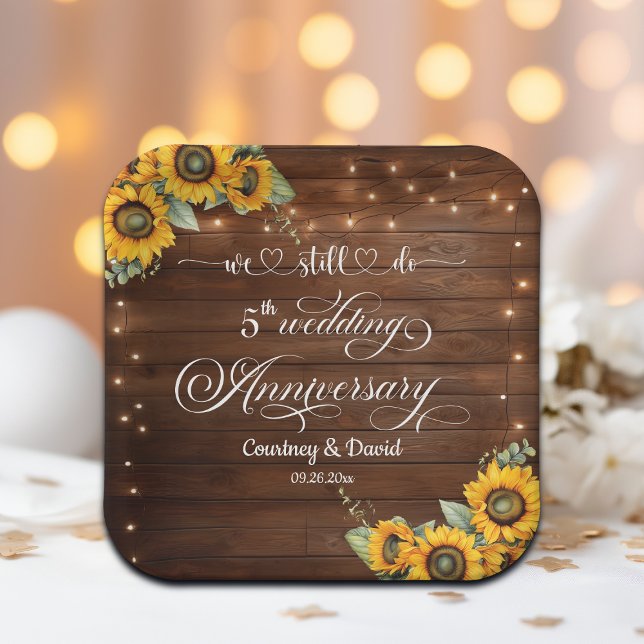 We Still Do 5th Wedding Anniversary String Lights Paper Plates (Creator Uploaded)